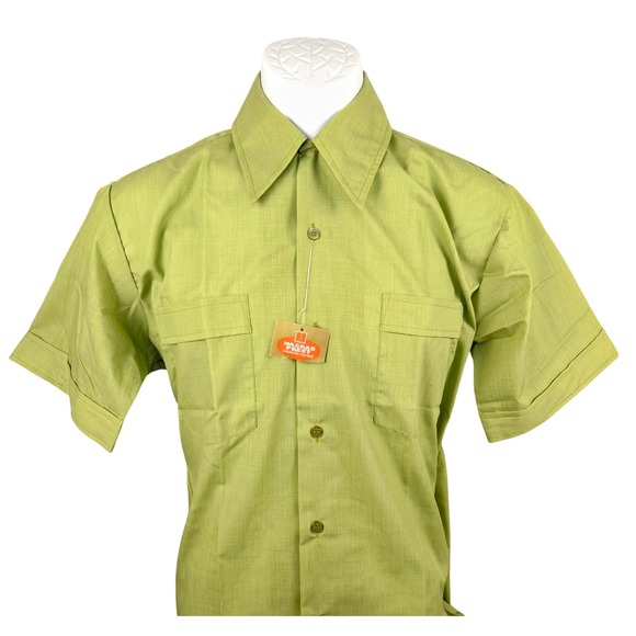 Macrae Prest Other - Macrae Prest Mens Shirt Short Sleeve Button Up Pockets Green‎ Casual M